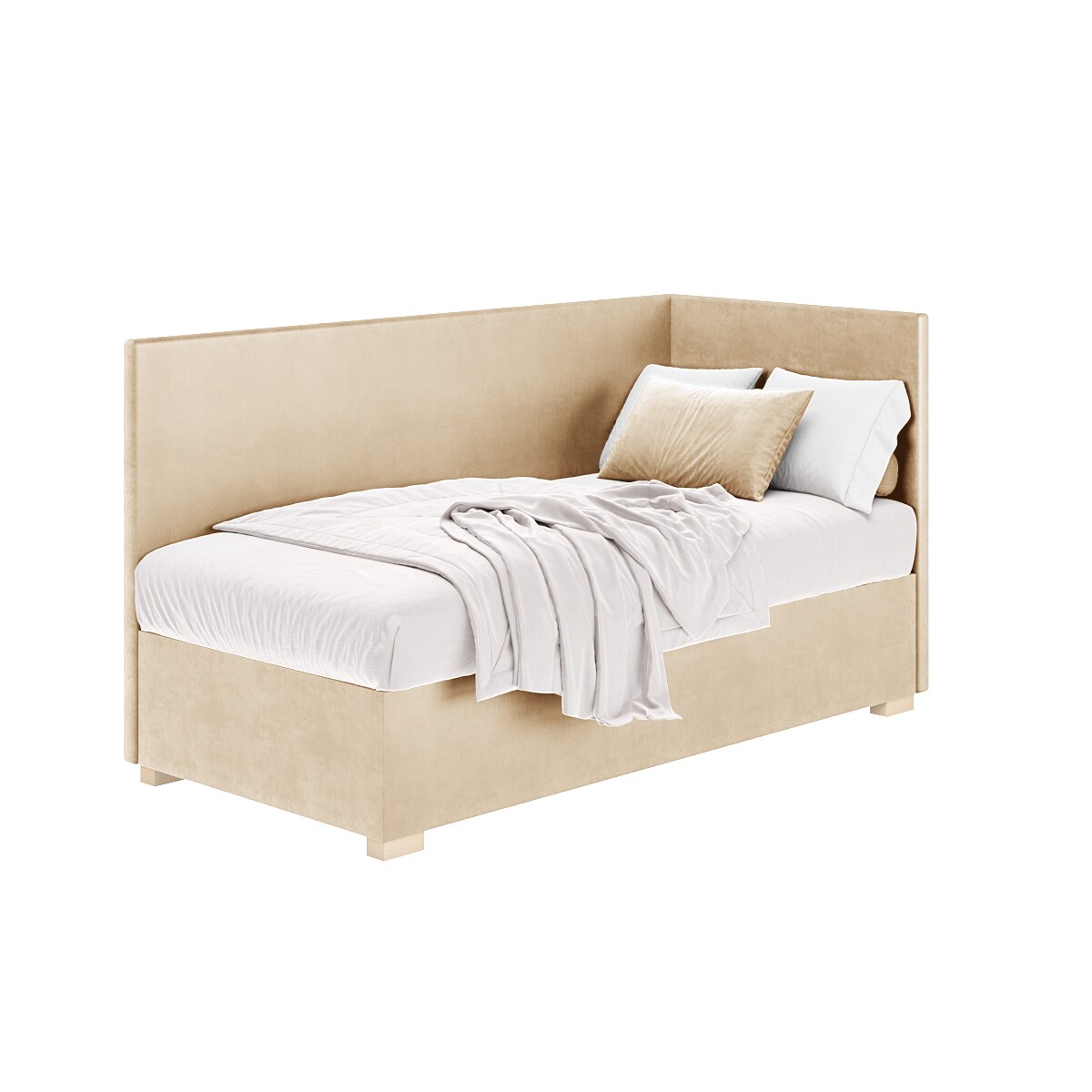 Mesonica Łóżko Flexi, beżowe, 90x200, Prawostronne