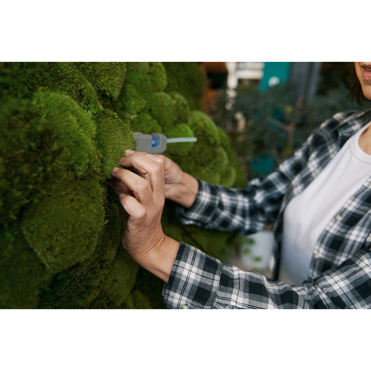 Obraz Geometryczny jeleń - mech chrobotek w czarnej ramie 40x60cm