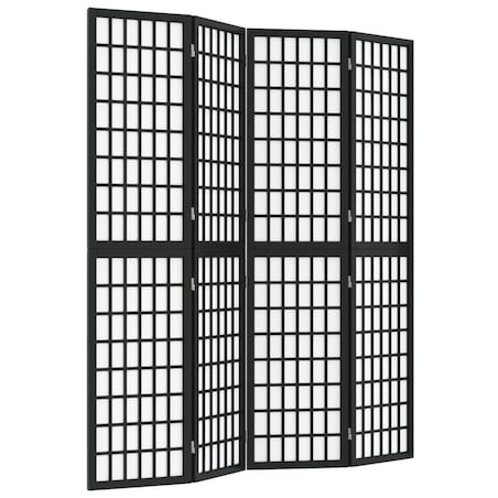 vidaXL Składany parawan 4-panelowy, styl japoński, 160x170 cm, czarny