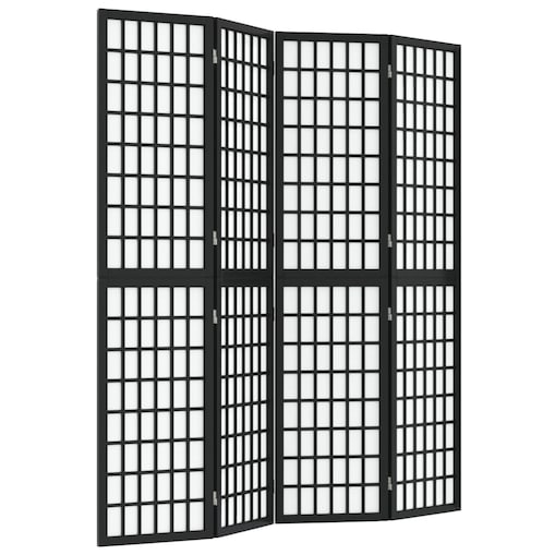 vidaXL Składany parawan 4-panelowy, styl japoński, 160x170 cm, czarny