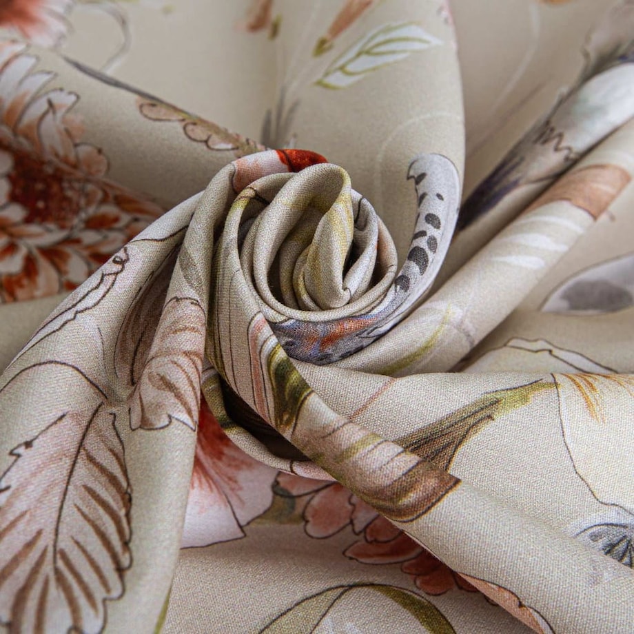 Pościel bawełniana 160x200 Cottonlove Exclusive Sidelya beżowa w kolorowe kwiaty