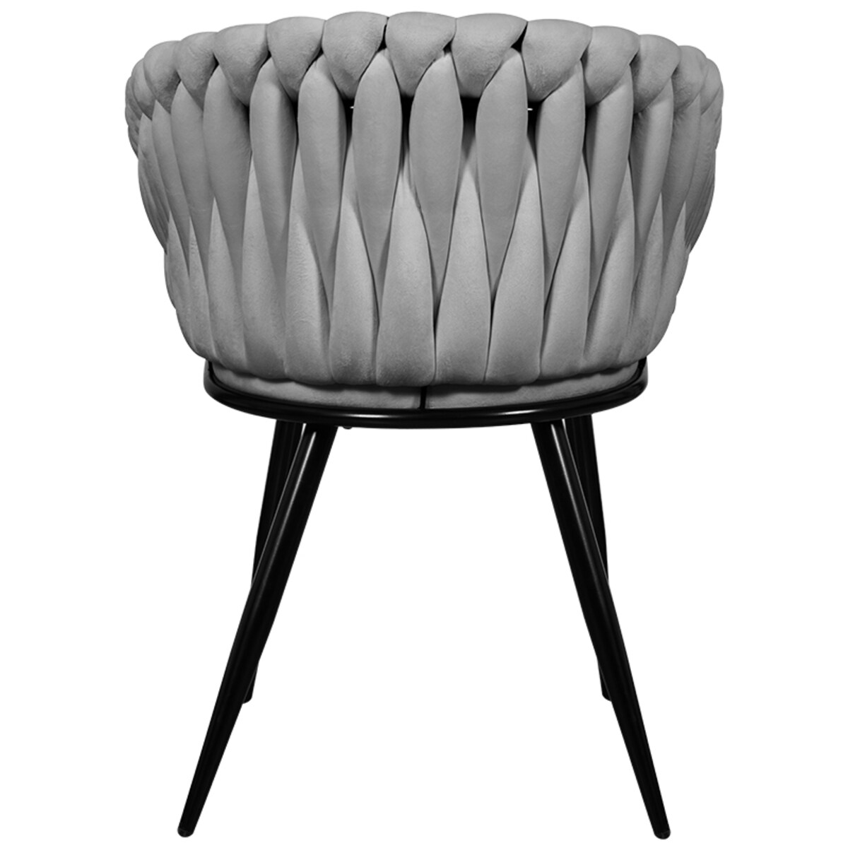 Krzesło tapicerowane do salonu glamour welurowe plecione szare