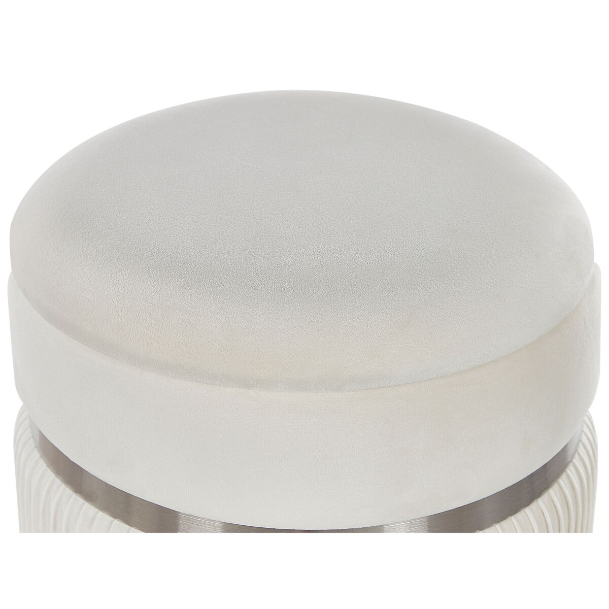 Zestaw 2 welurowych pufów ze schowkiem złamana biel CAMDENTON