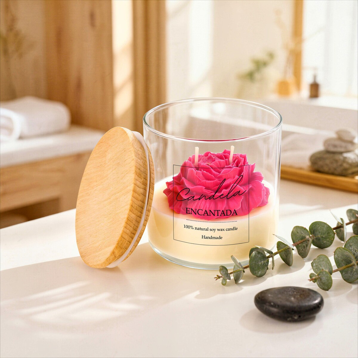 Świeca sojowa ZAPACHOWA świeczka PEONIA handmade prezent CANDELA ENCANTADA