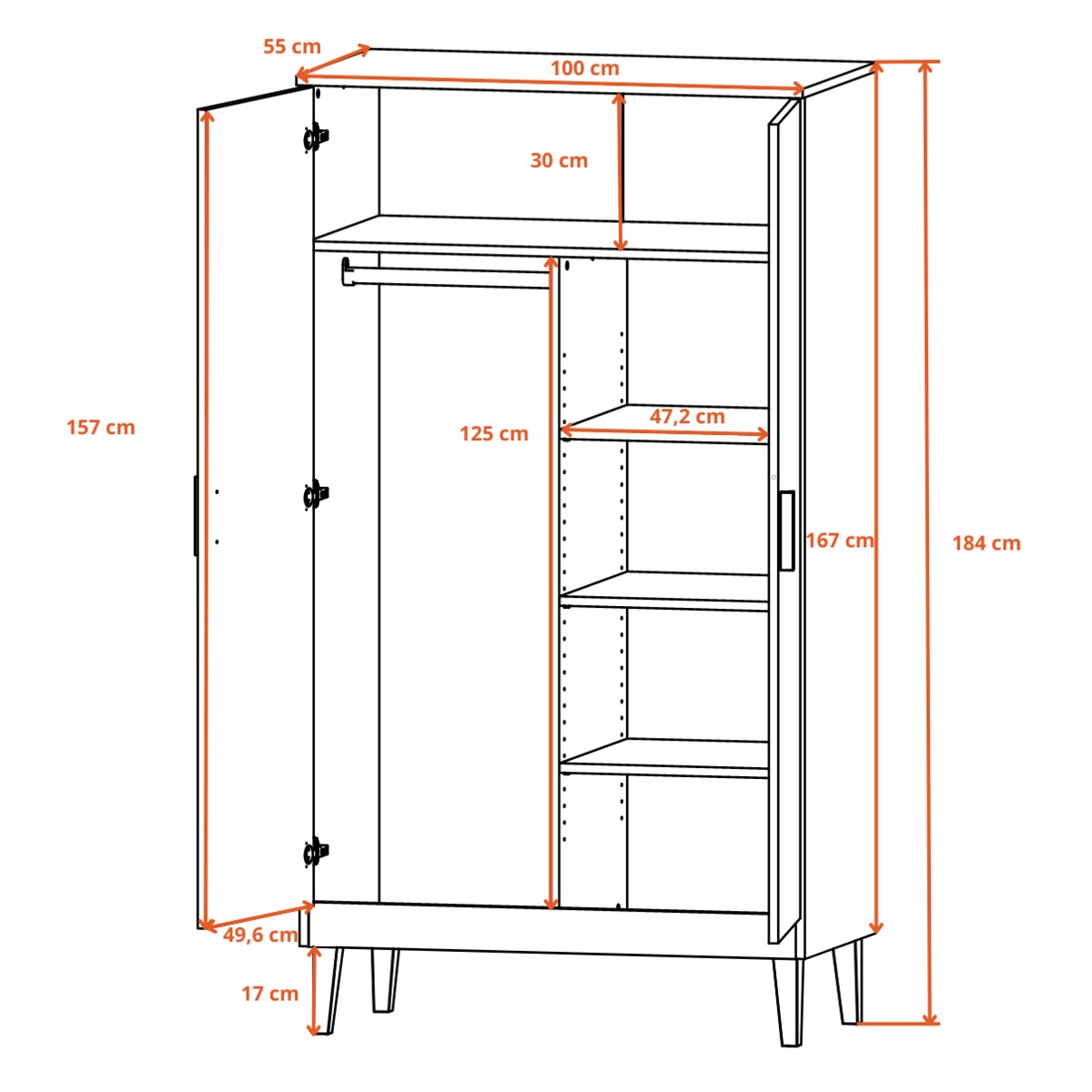 Szafa Denver szary chinchilla & hikora