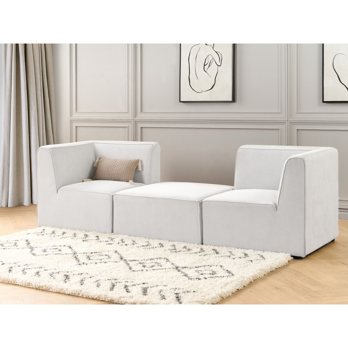 Moduł narożny sztruksowy złamana biel LEMVIG