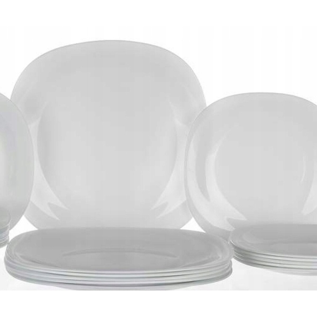 KOMPLET TALERZY OBIADOWE BIAŁE PARMA BORMIOLI 18el 6 osób KWADRATOWE obiad