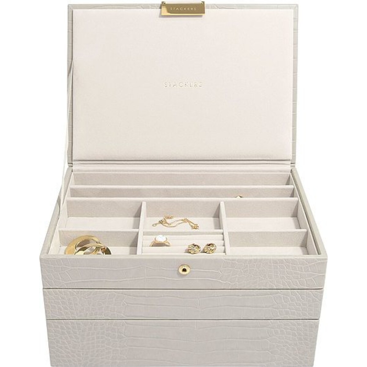 Szkatułka na biżuterię Stackers Croc potrójna classic putty
