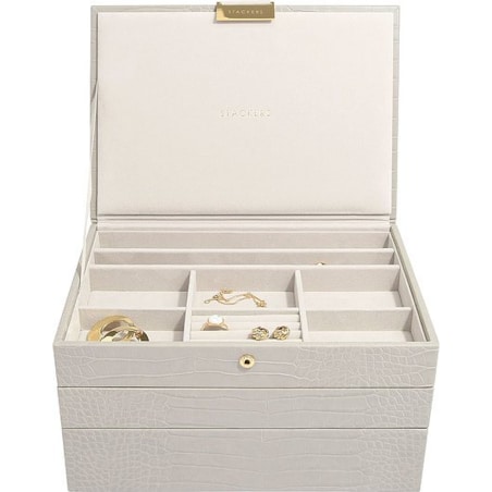 Szkatułka na biżuterię Stackers Croc potrójna classic putty