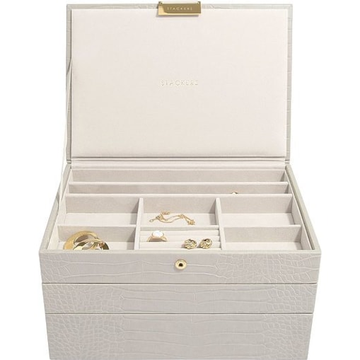 Szkatułka na biżuterię Stackers Croc potrójna classic putty