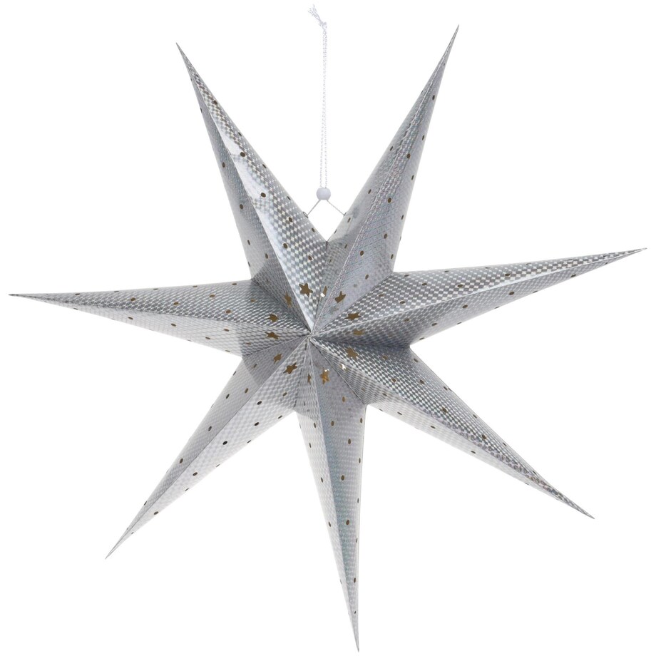 Gwiazda Papierowa Świąteczna Ozdoba Na Okno Wisząca Świecąca Srebrny 60 Cm