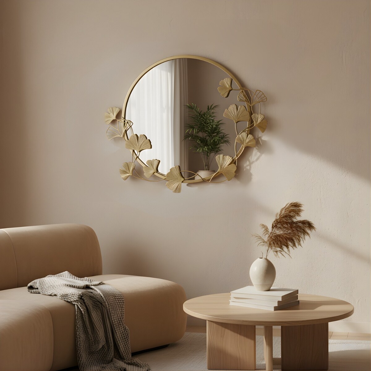 Okrągłe lustro ścienne z ozdobną ramą SOL, Ø 50 cm