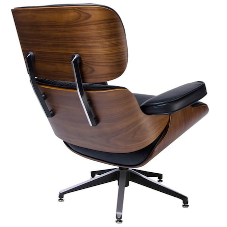 Gabinetowy fotel z podłokietnikami skórzany czarny orzech, King Home