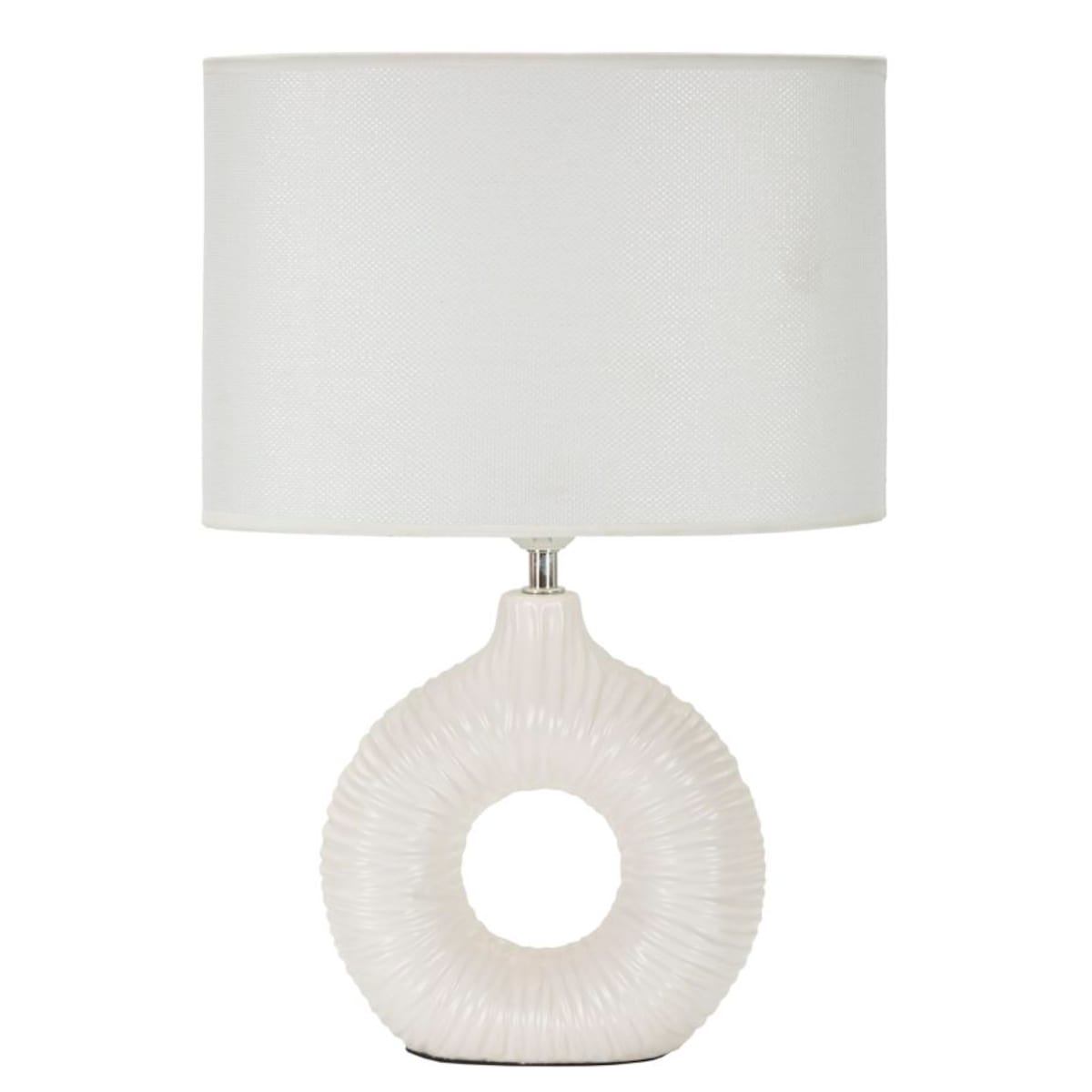 Lampa stołowa Seta, kolor biały, ceramika, żelazo i tkanina, 28,5 x 15 x 43 cm, 1 x E14, do salonu i sypialni, Mauro Ferretti