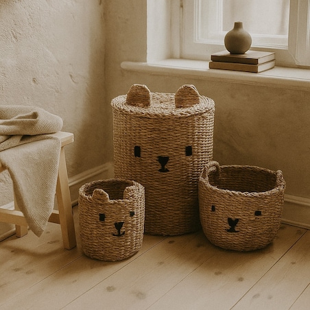 Komplet 3 koszy na zabawki 31x26 cm MISIE z uszkami