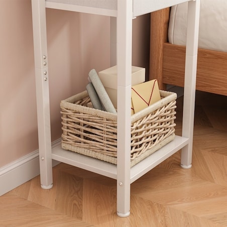 Stolik nocny komoda szafka z szufladą półką biały do sypialni salonu 38 cm