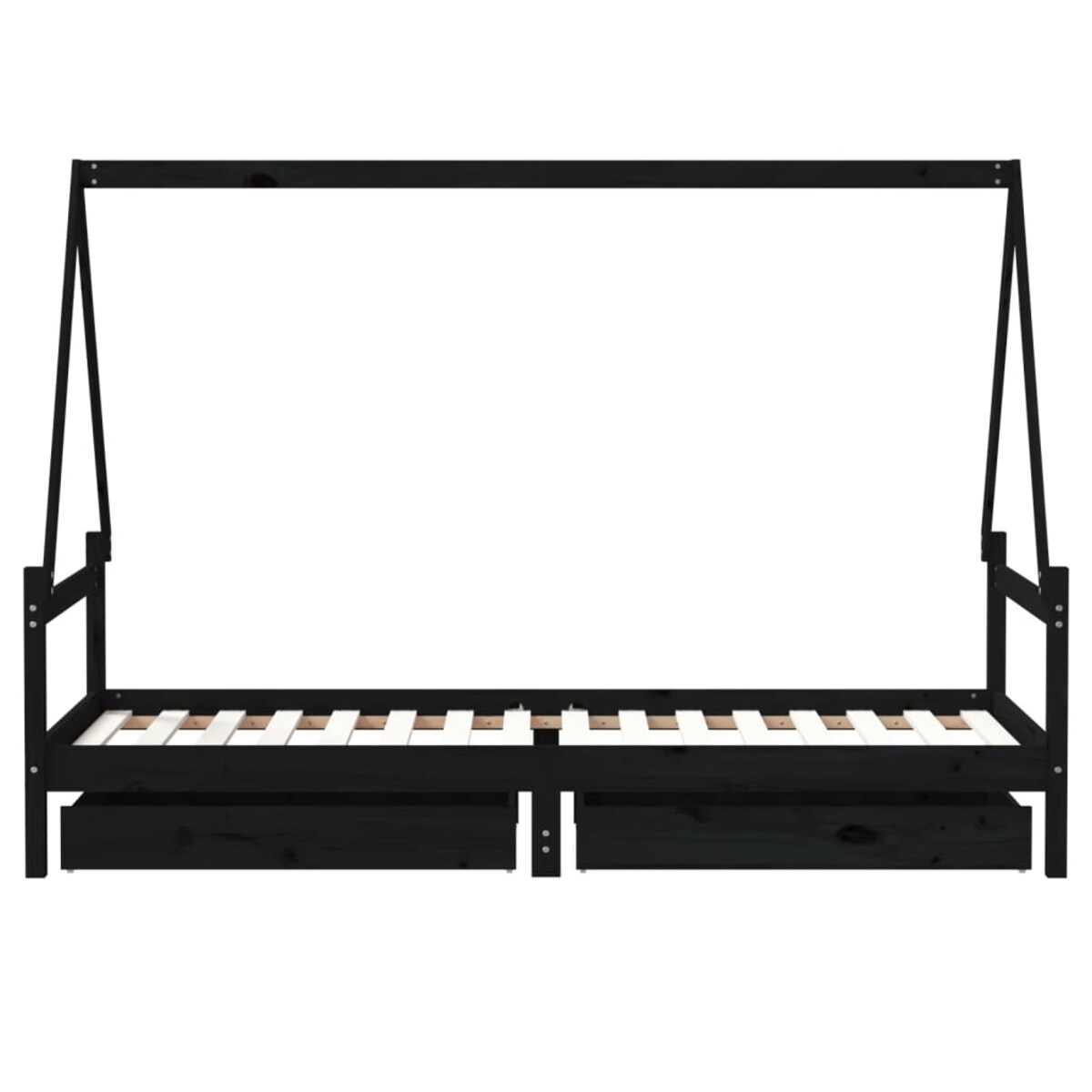 vidaXL Rama łóżka dziecięcego z szufladami, czarna, 90x200 cm, sosnowa