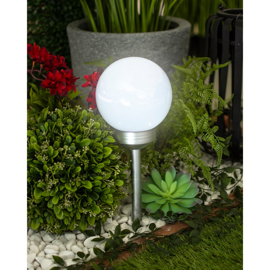Lampa Solarna Kula 20Cm Ogrodowa 4 Led Czujnik Wbijana Zewnętrzna Ip44