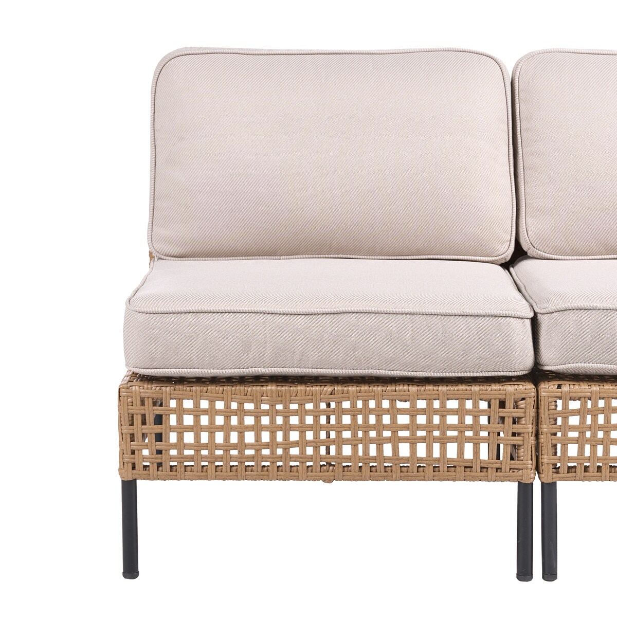 Sofa ogrodowa dla 2 osób OMEGANA Bez podłokietników Technorattan Jasnobeżowy