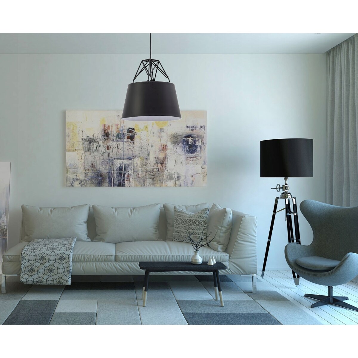 Lampa Sufitowa Wisząca Loft Metalowa Czarna