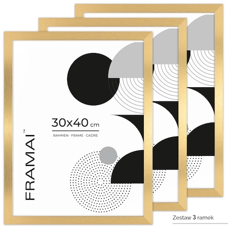 Pakiet 3 szt. złotych ramek na zdjęcia 30x40 cm FRAMAI®