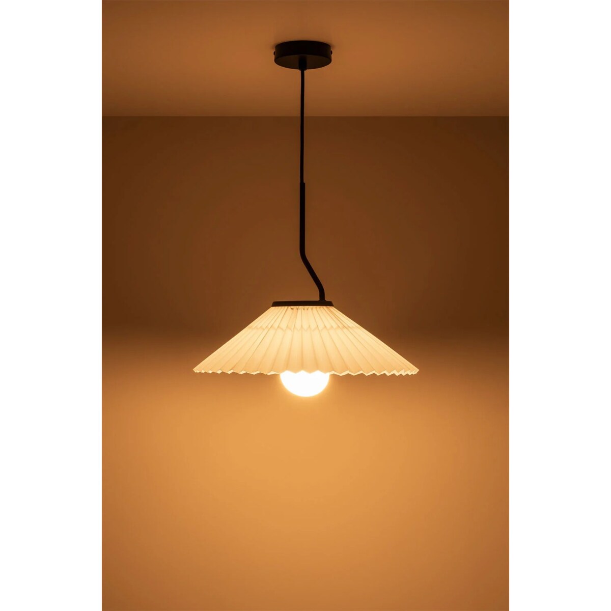 Lampa wisząca z metalu i tkaniny, biała Plisse Ø36 cm