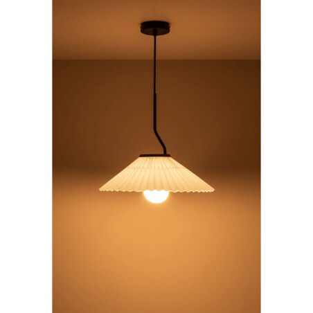 Lampa wisząca z metalu i tkaniny, biała Plisse Ø36 cm