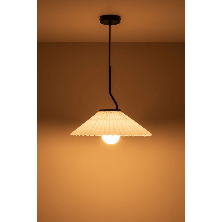 Lampa wisząca z metalu i tkaniny, biała Plisse Ø36 cm
