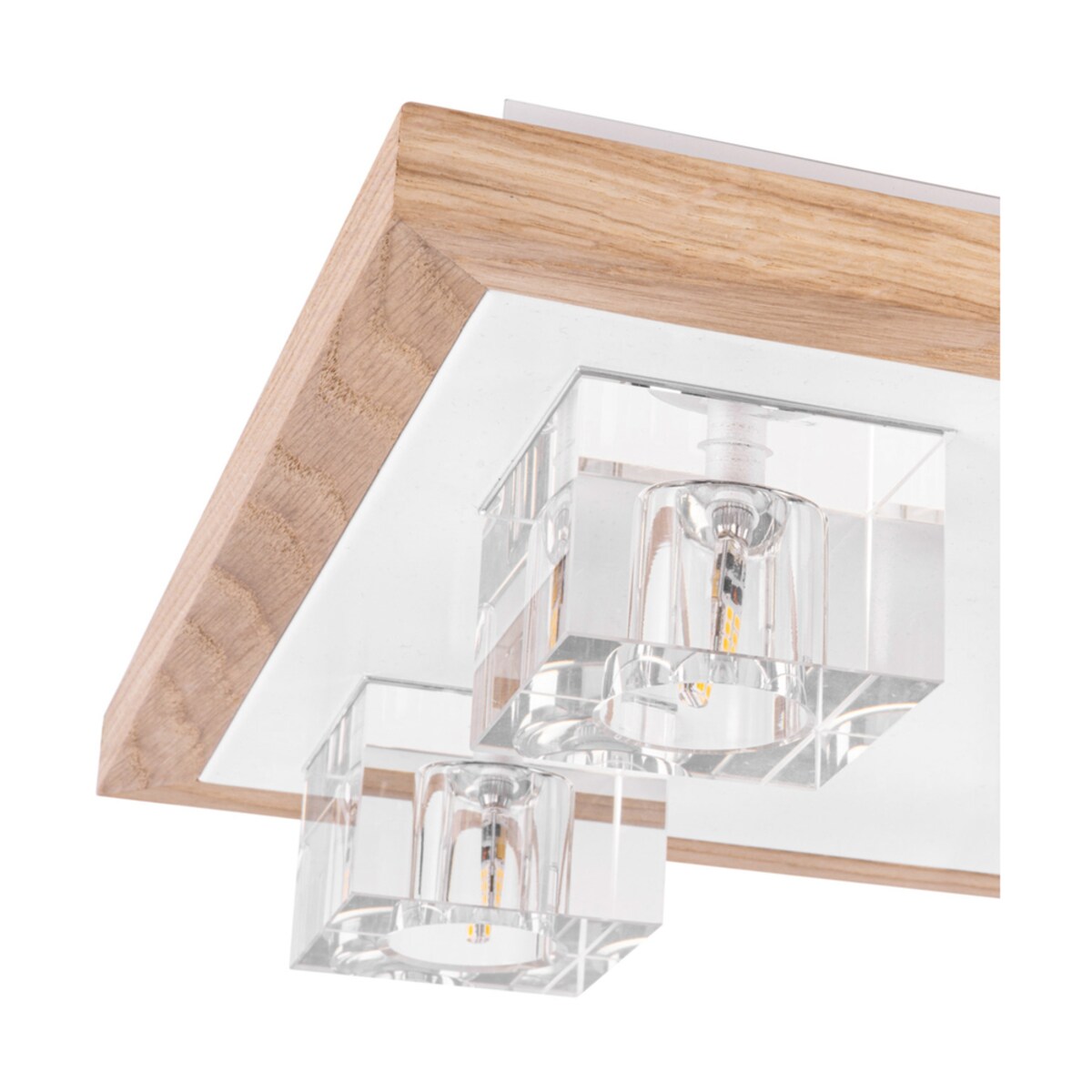 Drewniana Lampa Sufitowa BRITOP Lighting 4xG4 2,5W Dąb Olejowany FSC z Akcentem Bieli i Transparentnego Szkła, 1 szt.