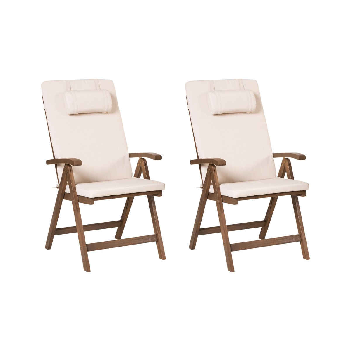 Zestaw 2 krzeseł ogrodowych z poduszkami AMANTEA PREMIUM Drewno akacjowe Jasnobeżowy