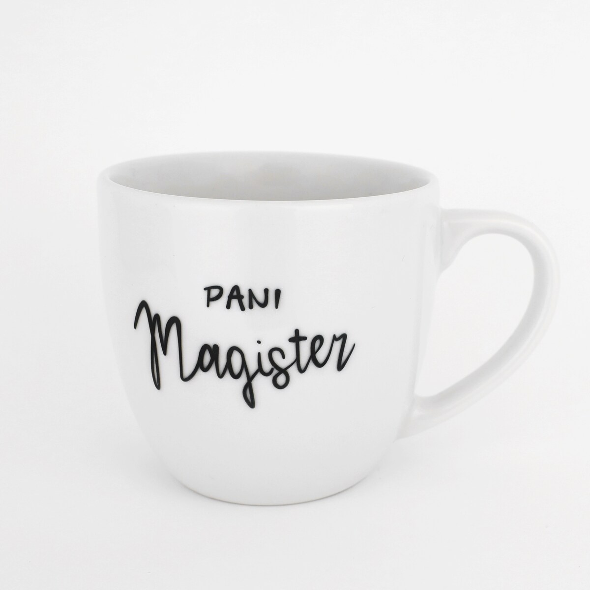 Biały kubek porcelanowy 300 ml - napis pani magister na ukończenie studiów dla absolwentki