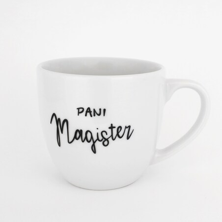 Biały kubek porcelanowy 300 ml - napis pani magister na ukończenie studiów dla absolwentki