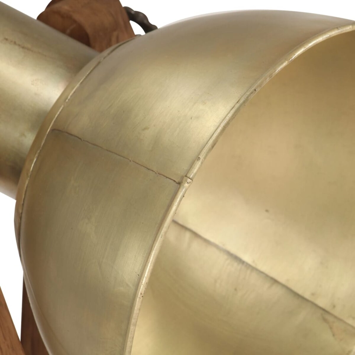 vidaXL Lampy podłogowe, 3 szt., kolor mosiądzu, E27, lite drewno mango