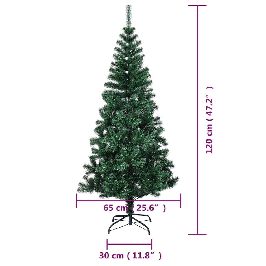 vidaXL Sztuczna choinka z opalizującymi końcówkami, zielona, 120 cm