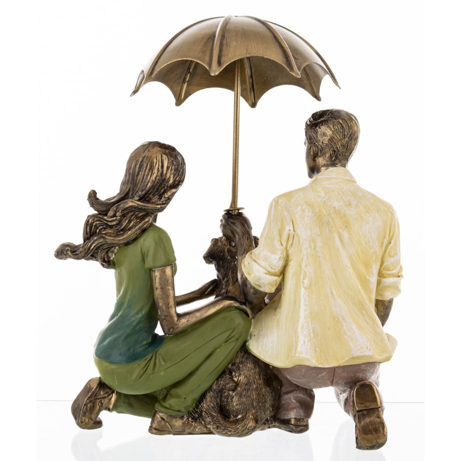 Dekoracja - figurka 19x15x9 cm PARA - pod parasolem z psem