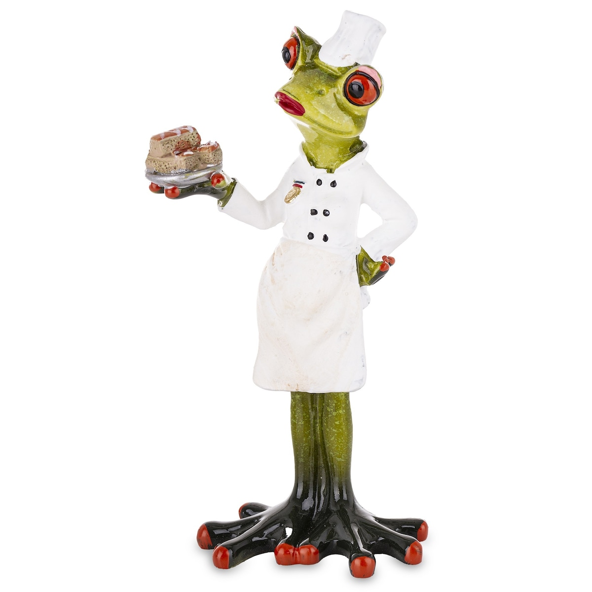 Figurka - żabka 17x8x4,5 cm FROGG z ciastkami w łapce