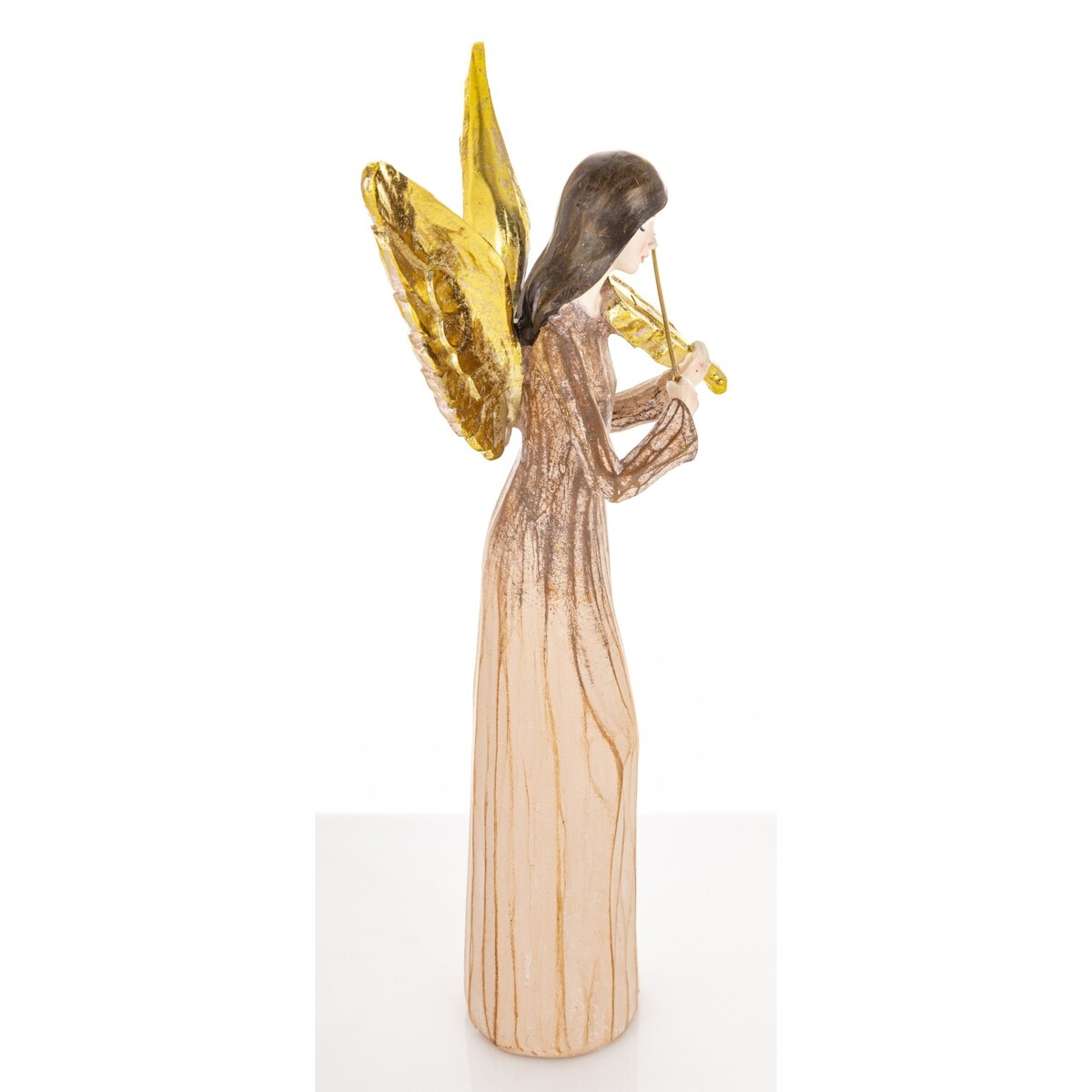 Dekoracja - anioł ze złotymi skrzydłami 34x15,5x8 cm ANGE-2 ze skrzypcami
