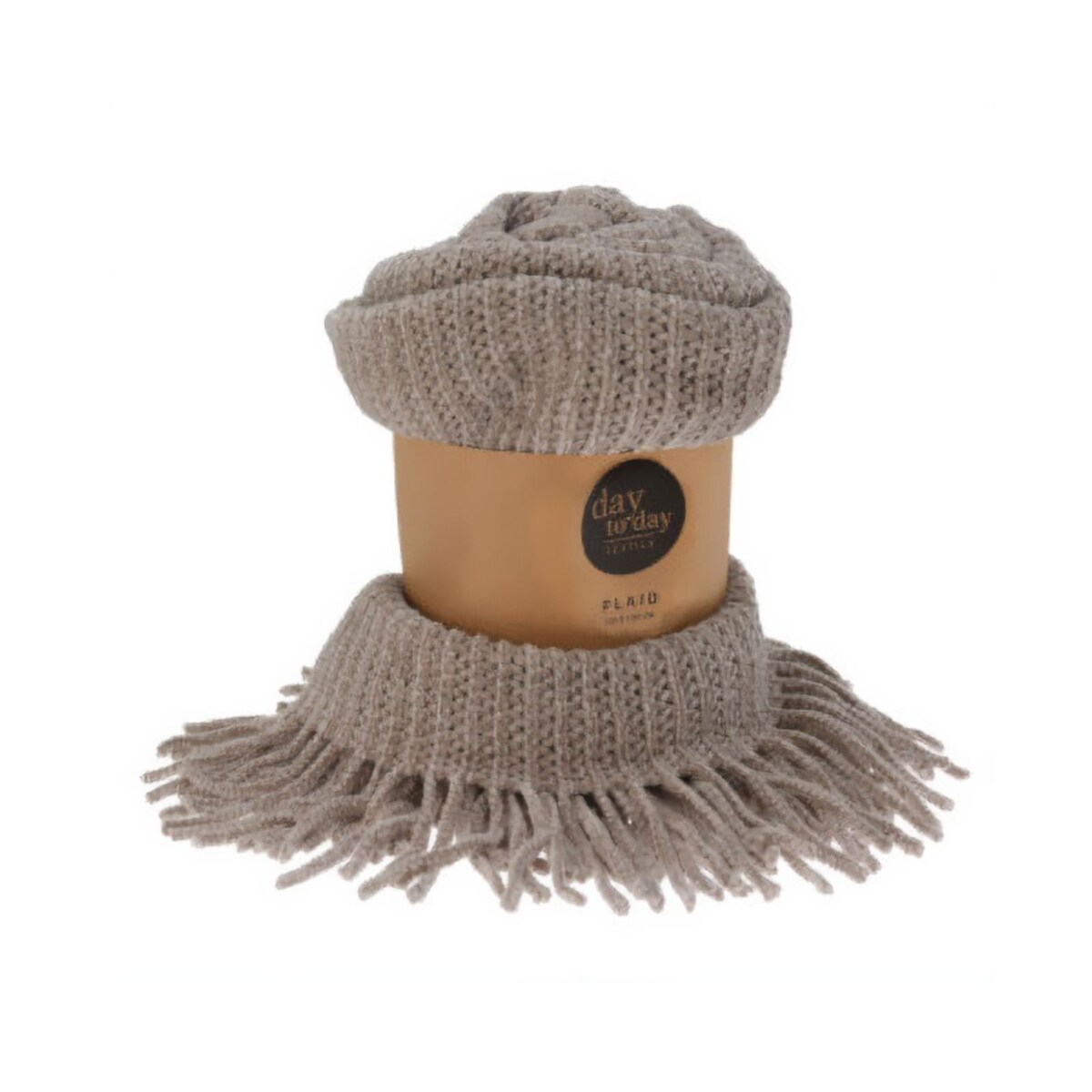 Kocyk boho z frędzlami, dzianinowy, 120 x 150 cm