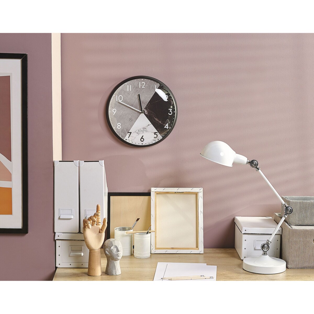 Zegar ścienny ø 33 cm czarno-biały DAVOS