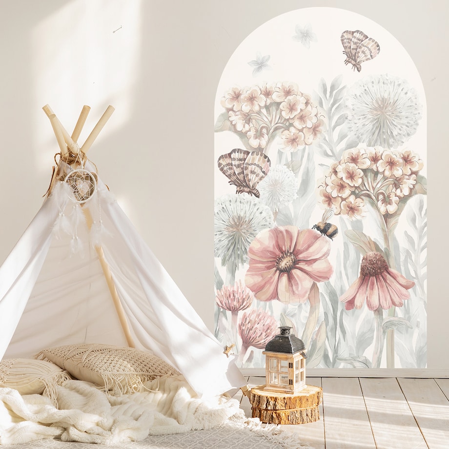 Naklejka na ścianę łuk Polne kwiaty XXL