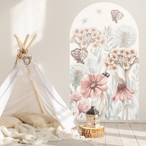 Naklejka na ścianę łuk Polne kwiaty XXL