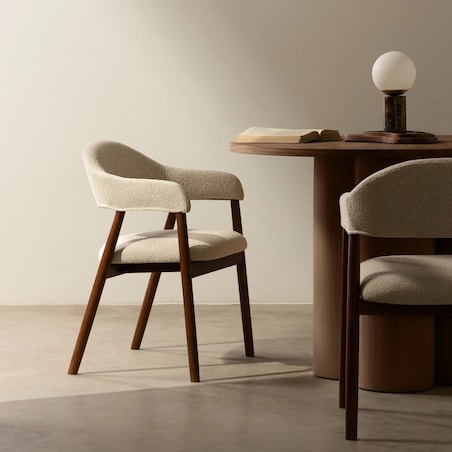 Krzesło tapicerowane YPSILA beżowe boucle 81x57x54 cm