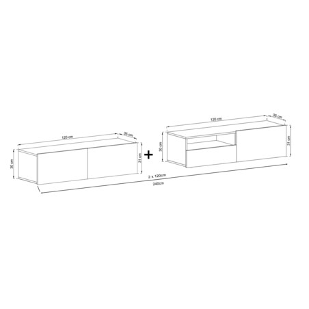 Szafka RTV Loft Wisząca Kaszmir MAT Komoda RTV Szuflada 240 cm
