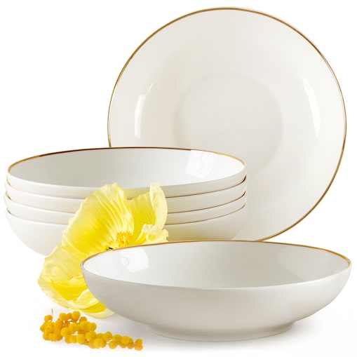 KONSIMO AD BELLA, Talerz głęboki 6 szt., kolor ecru/złoty