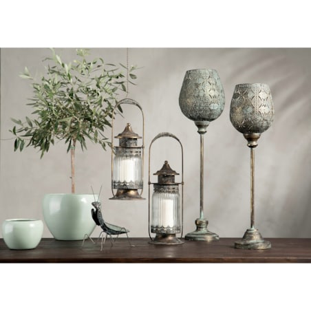 LAMPION STYL RETRO VINTAGE kolor stare złoto stojący / wiszący wys. 38cm