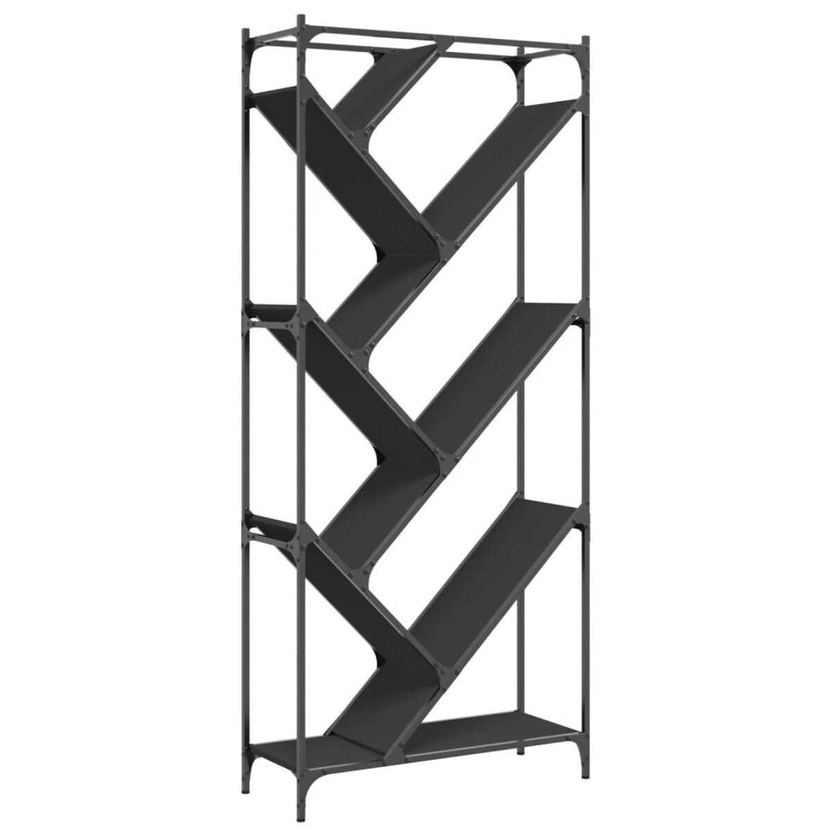 vidaXL Regał, czarny, 79x30x180 cm, materiał drewnopochodny i metal