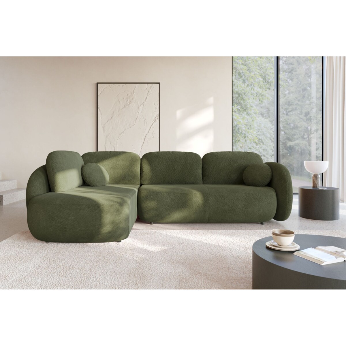 Nowoczesny Narożnik rozkładany OLIVIO II, lewy, zielony