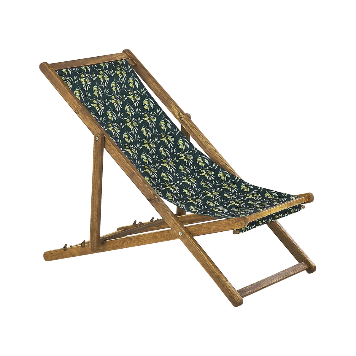 Zestaw 2 leżaków ogrodowych jasne drewno akacjowe wzór w oliwki ANZIO