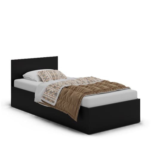 Łóżko drewniane 90x200 ALDO z pojemnikiem na pościel- czarne