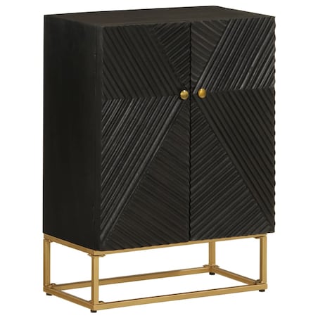 vidaXL Szafka, czarna, 55x30x76 cm, lite drewno mango i żelazo